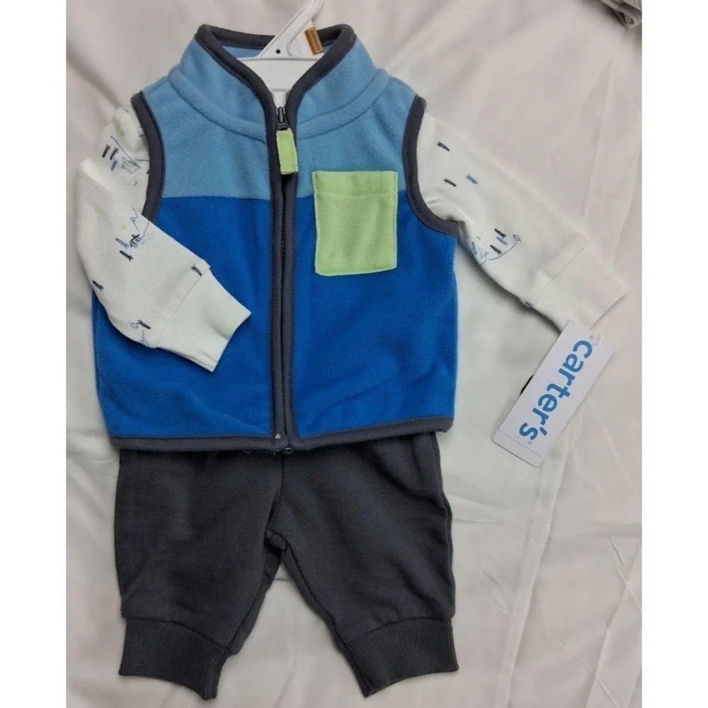 Carter's Baby Boy Newborn Outfit Set Lot 6pc Elephant Bodysuit Ski Pants